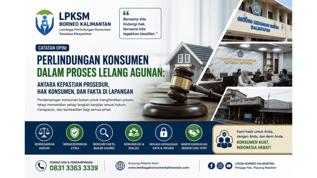 LPKSM Borneo Kalimantan - Perlindungan konsumen dalam proses lelang agunan